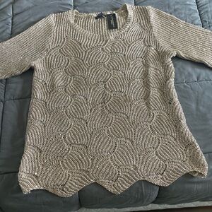 Womens Gold knitted Mesh Blouse 3X